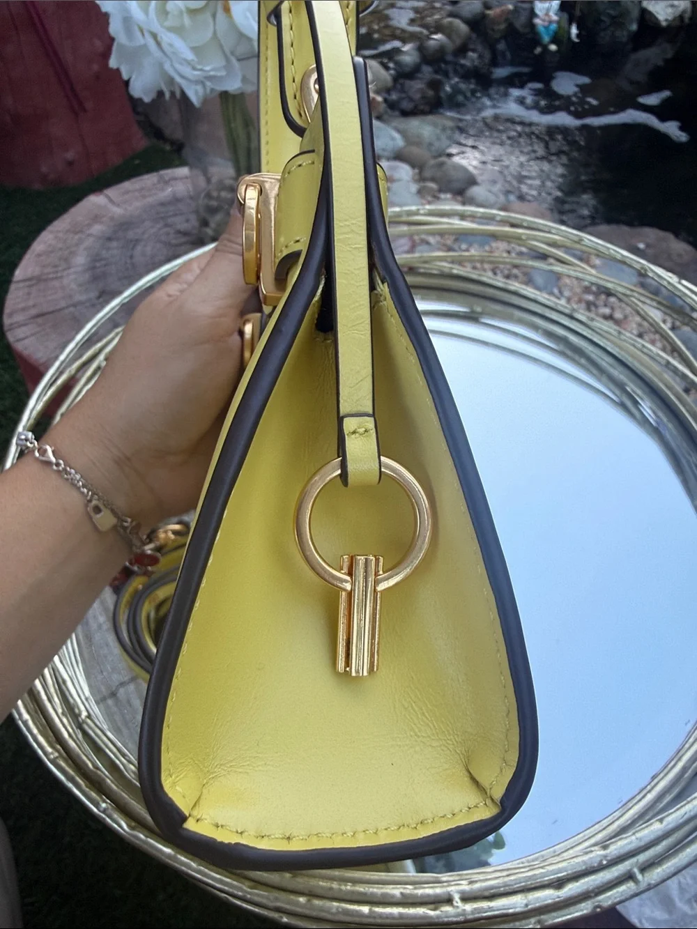 Tory Burch Lemon Yellow Top-Handle Satchel with Gold Hardware